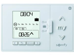 Somfy Pilot 1-kanałowy CHRONIS IO biały – sterowanie automatyczne rolet i markiz.